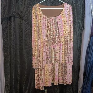 Knox Rose pink, brown, and orange Boho dress